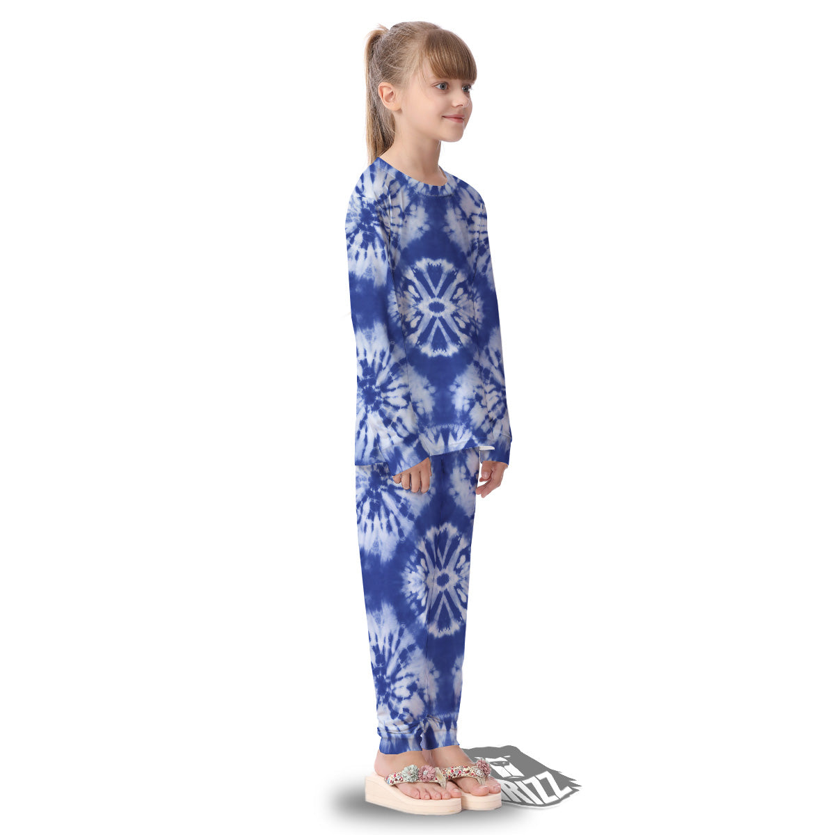 Shibori Blue Print Kid's Pajamas-grizzshop