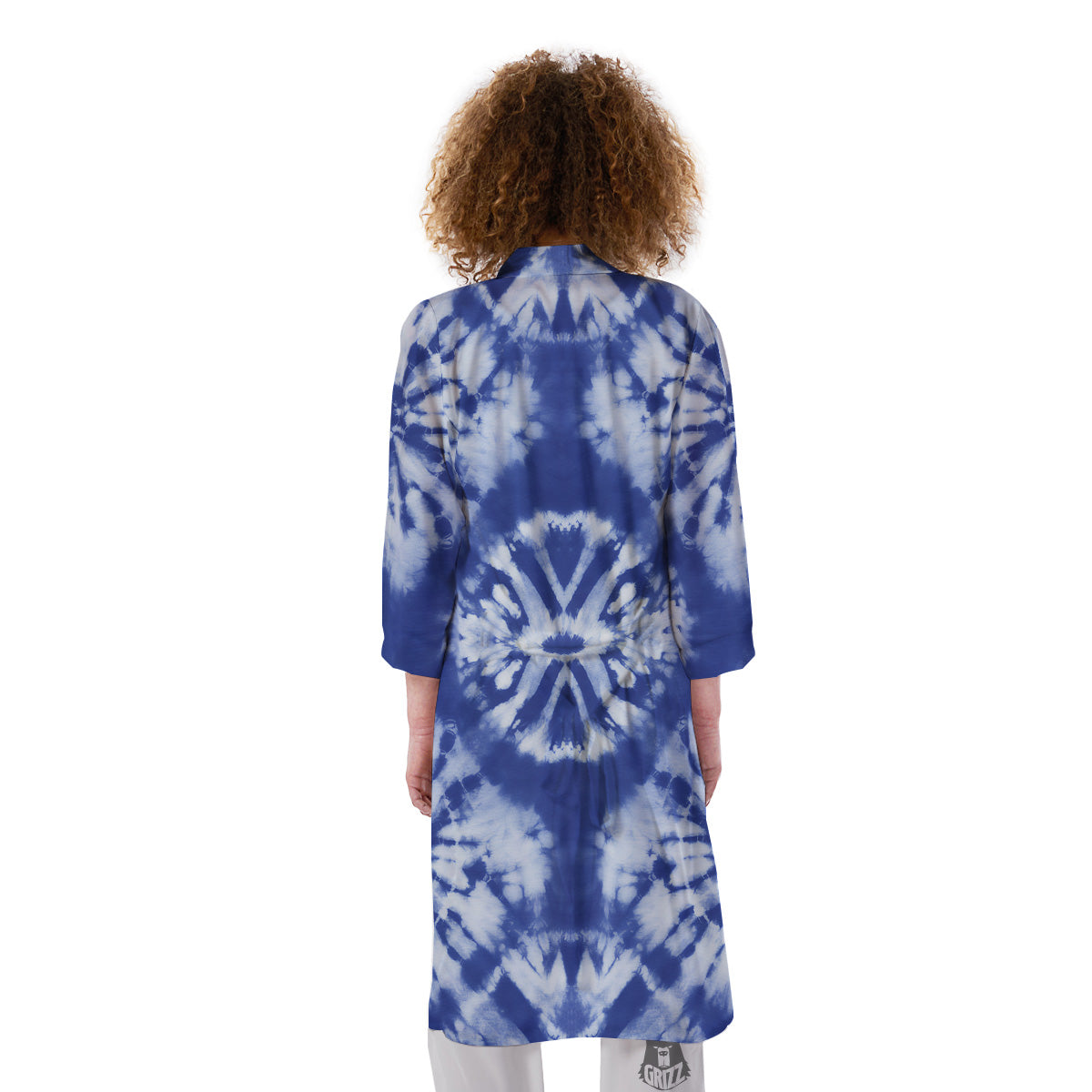Shibori Blue Print Kimono-grizzshop