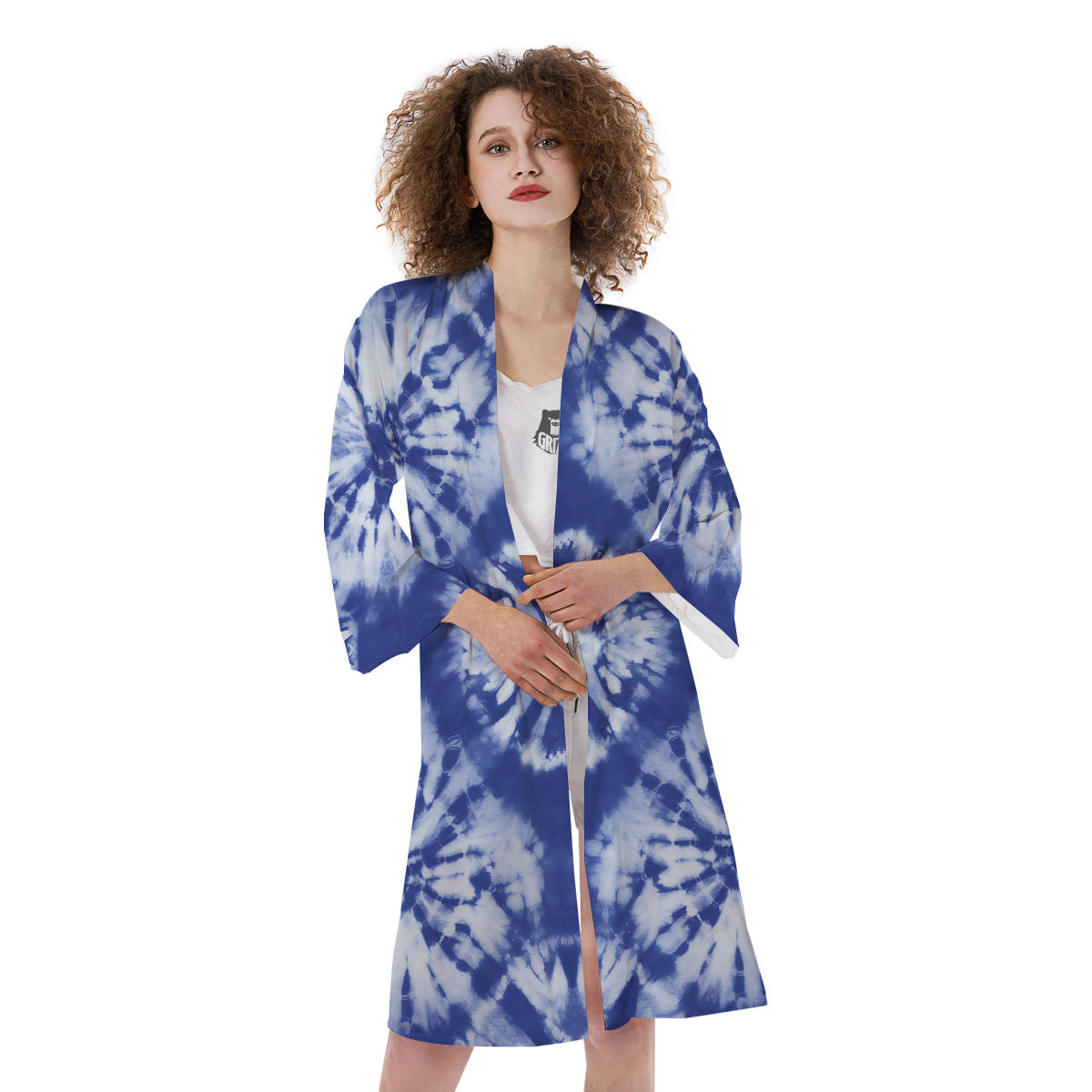 Shibori Blue Print Kimono-grizzshop