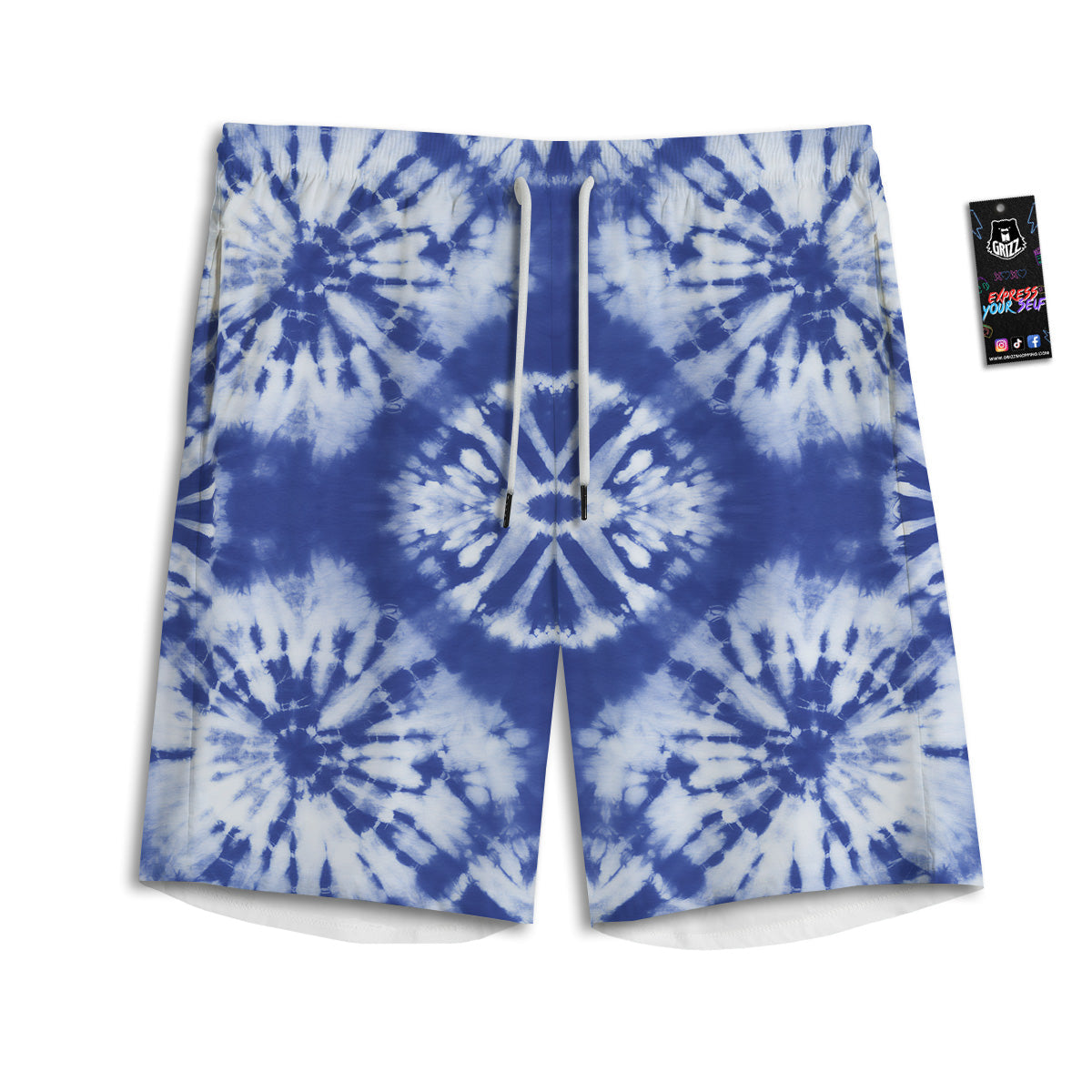 Shibori Blue Print Men's Athletic Shorts