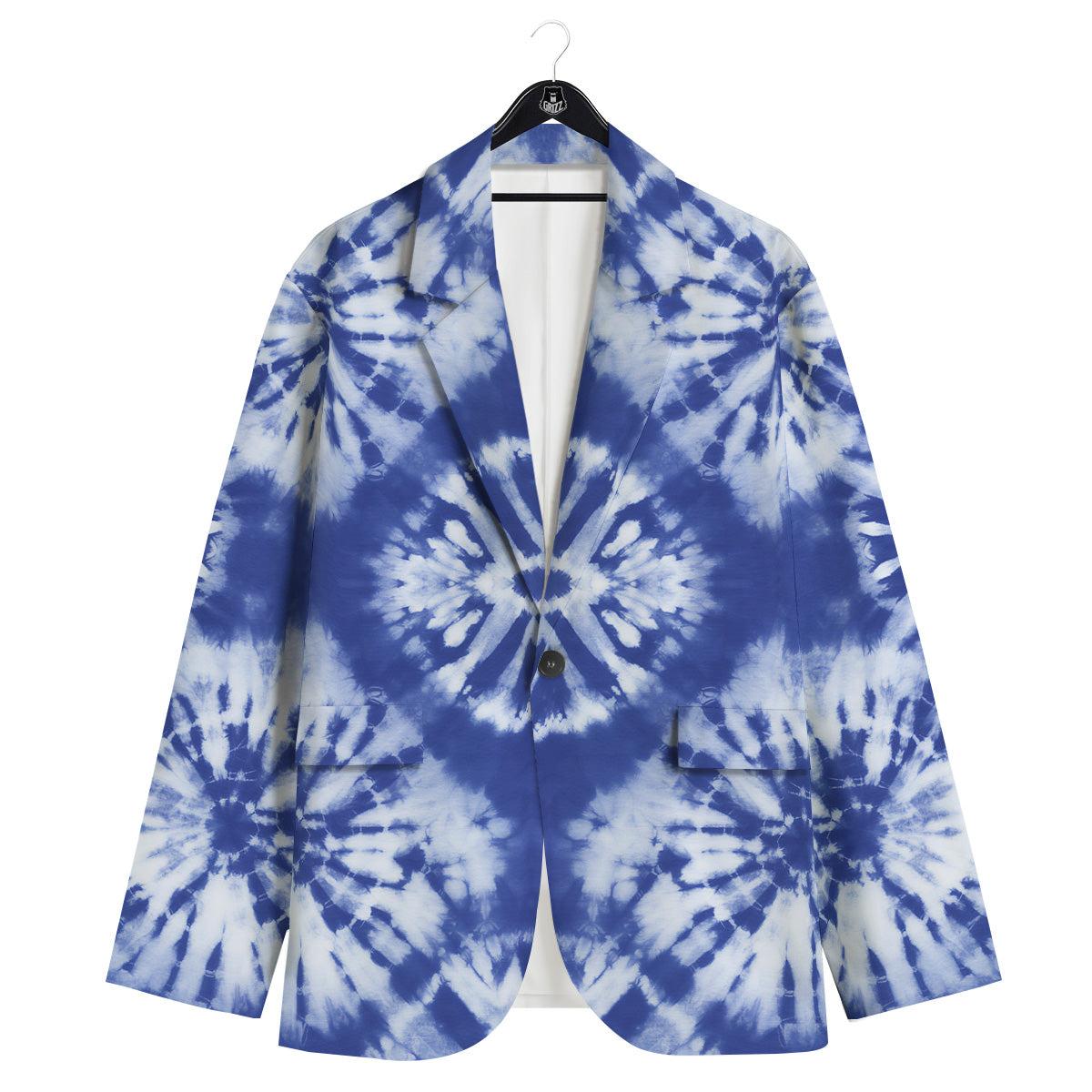 Shibori Blue Print Men's Sport Coat-grizzshop