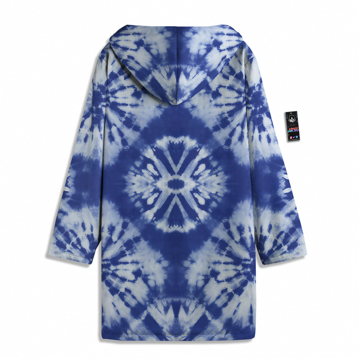 Shibori Blue Print Men's Windbreaker Jacket-grizzshop