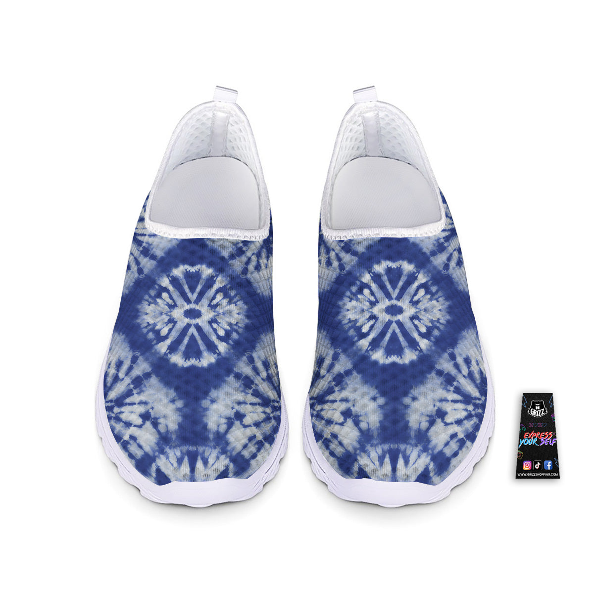 Shibori Blue Print Nurse Shoes-grizzshop