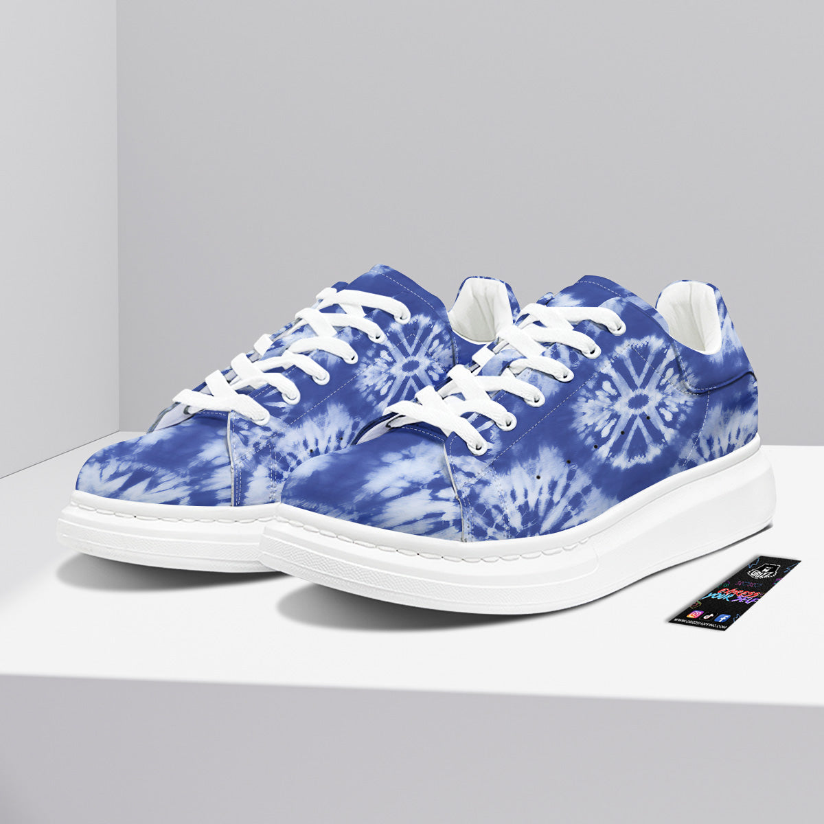 Shibori Blue Print Platform Shoes-grizzshop