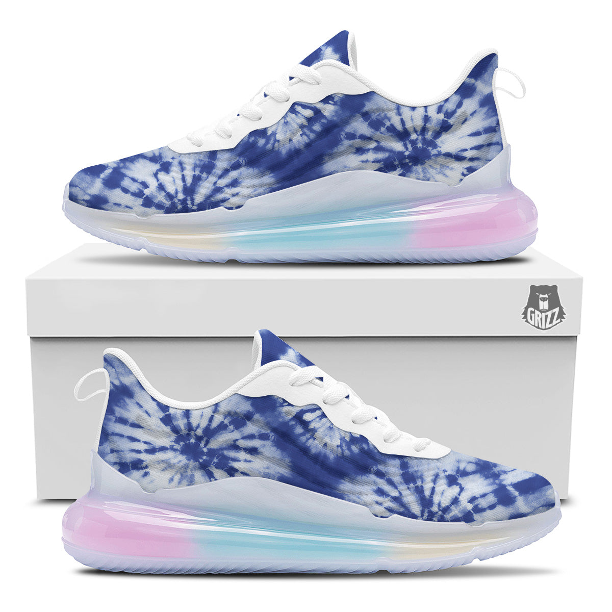 Shibori Blue Print Running Sneakers-grizzshop