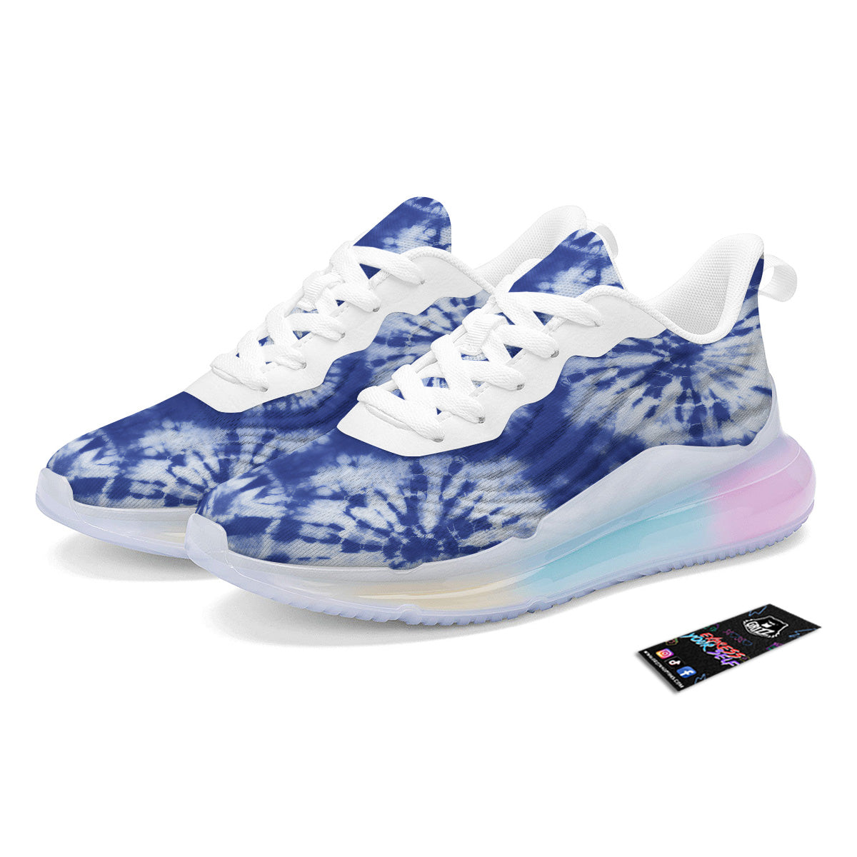 Shibori Blue Print Running Sneakers-grizzshop