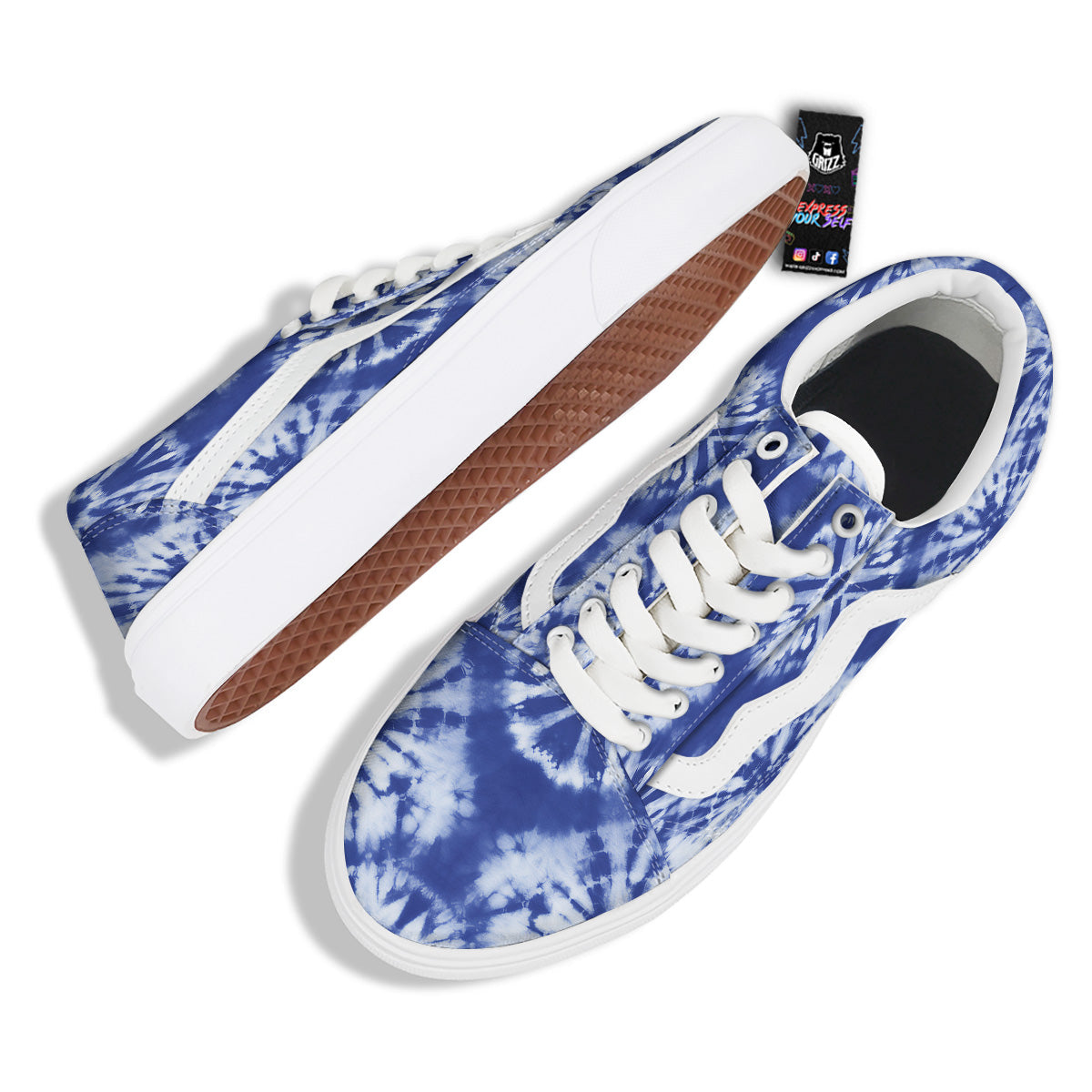Shibori Blue Print Skate Shoes-grizzshop