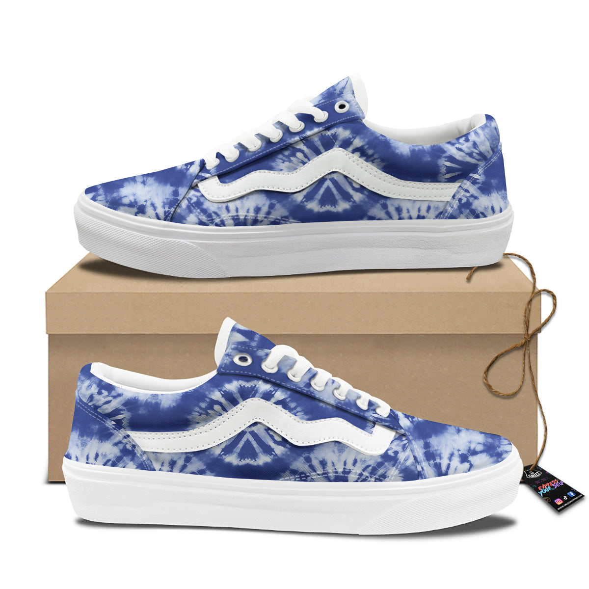 Shibori Blue Print Skate Shoes-grizzshop