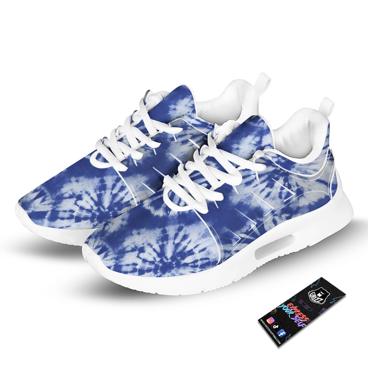 Shibori Blue Print Tennis Shoes-grizzshop