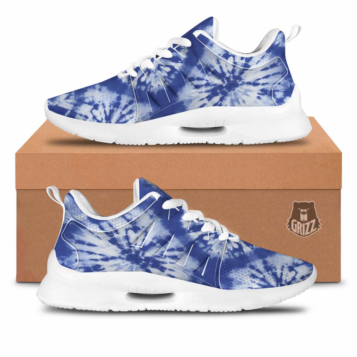 Shibori Blue Print Tennis Shoes-grizzshop