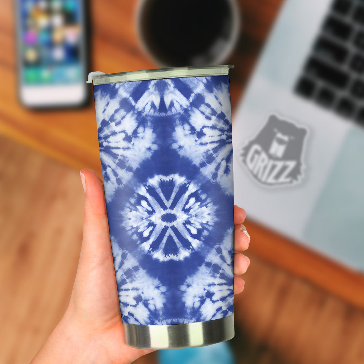 Shibori Blue Print Tumbler-grizzshop