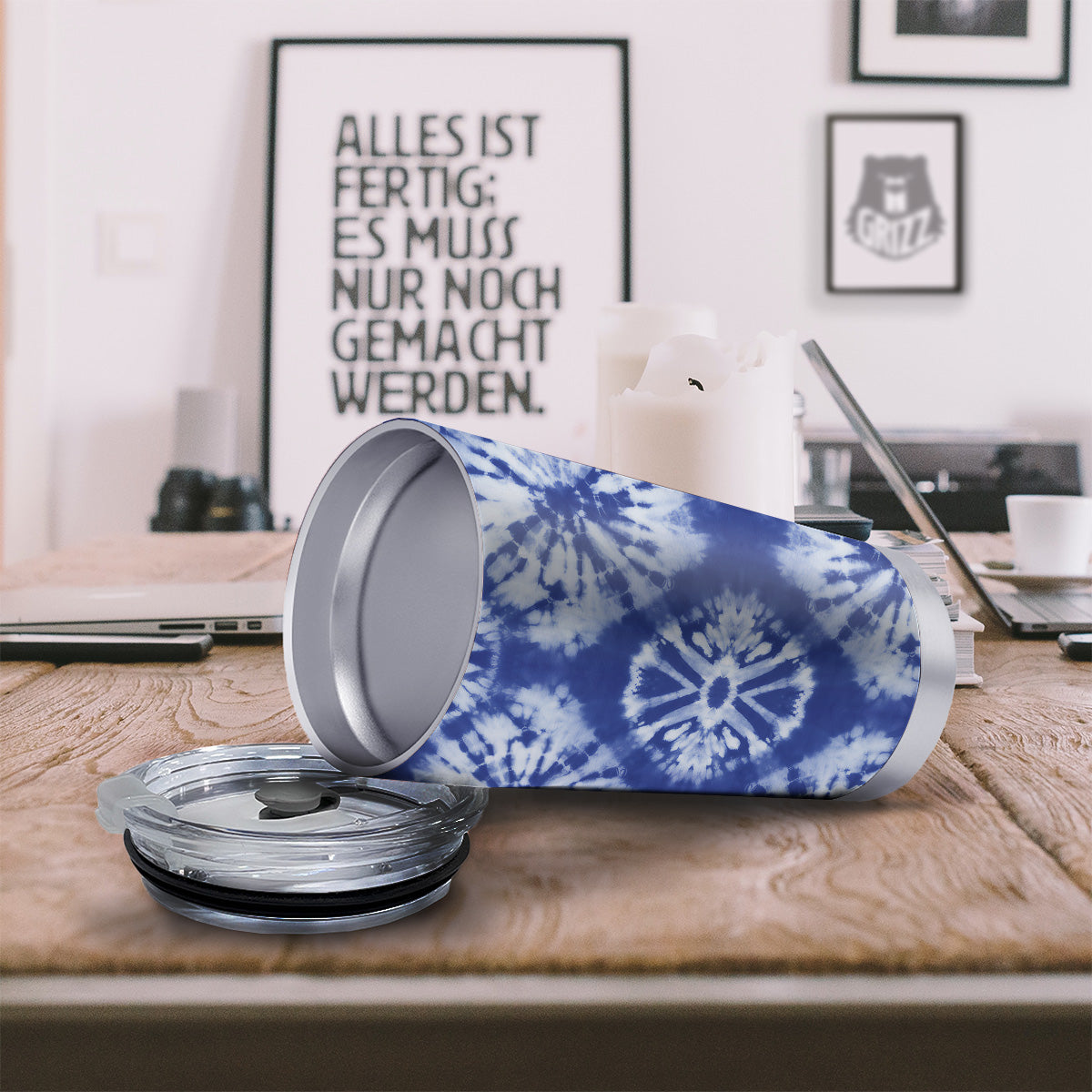 Shibori Blue Print Tumbler-grizzshop