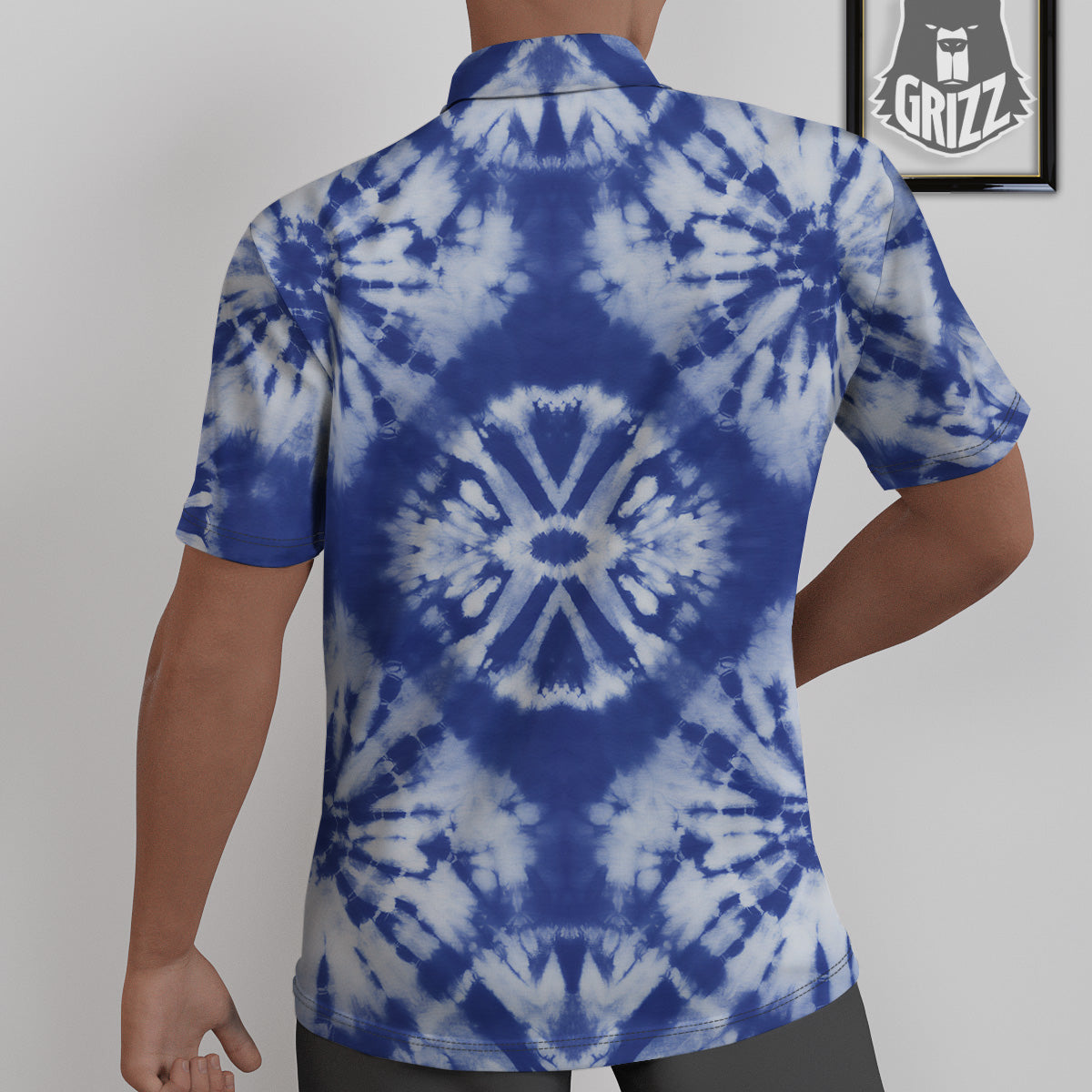 Shibori Blue Print Untucked Shirts-grizzshop