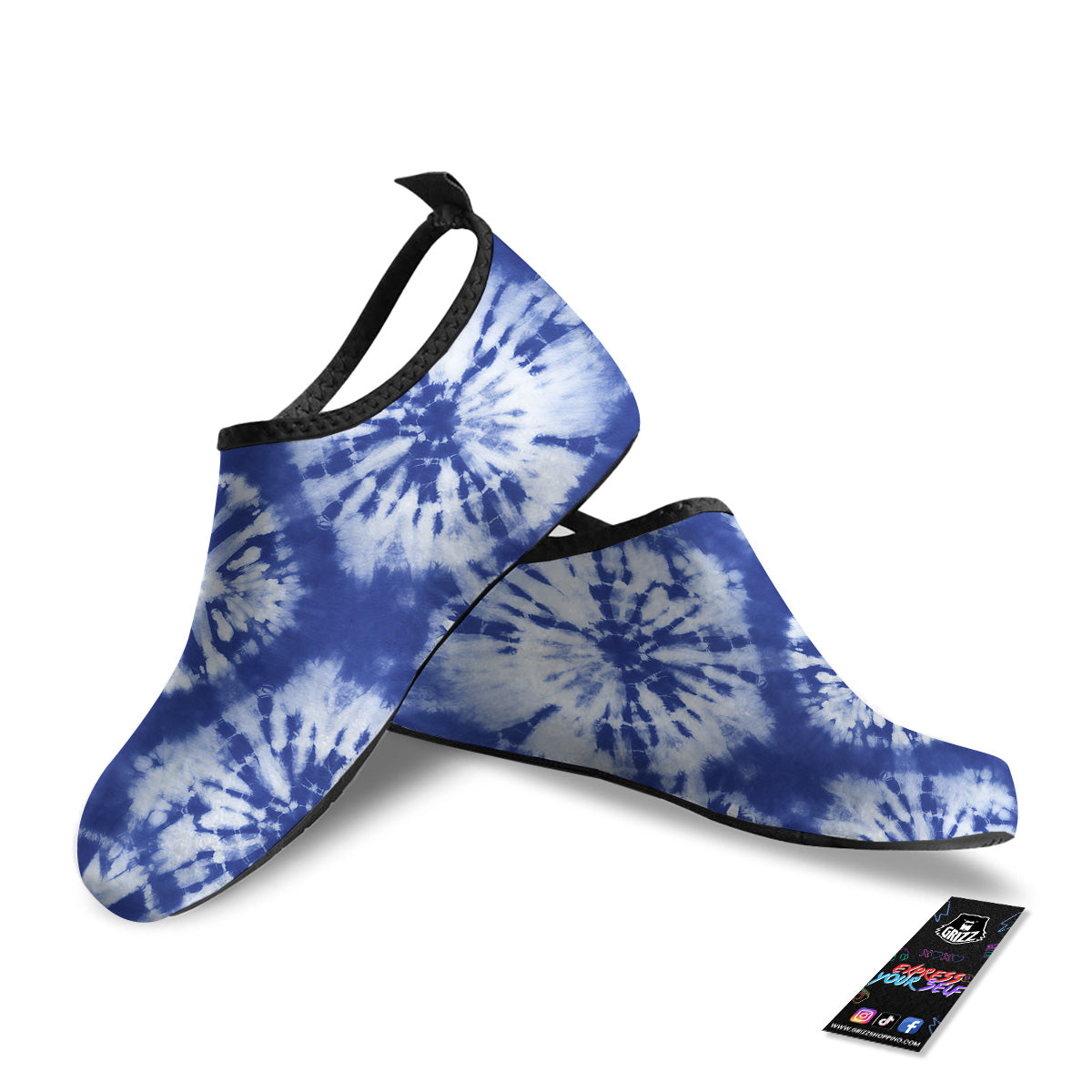 Shibori Blue Print Water Shoes-grizzshop