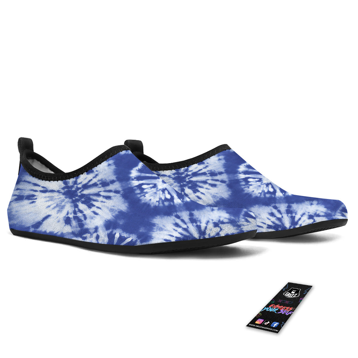 Shibori Blue Print Water Shoes-grizzshop