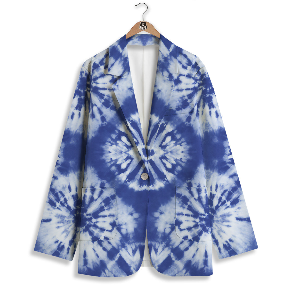 Shibori Blue Print Women's Blazer-grizzshop