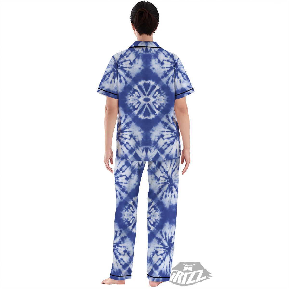 Shibori Blue Print Women's Pajamas Set-grizzshop