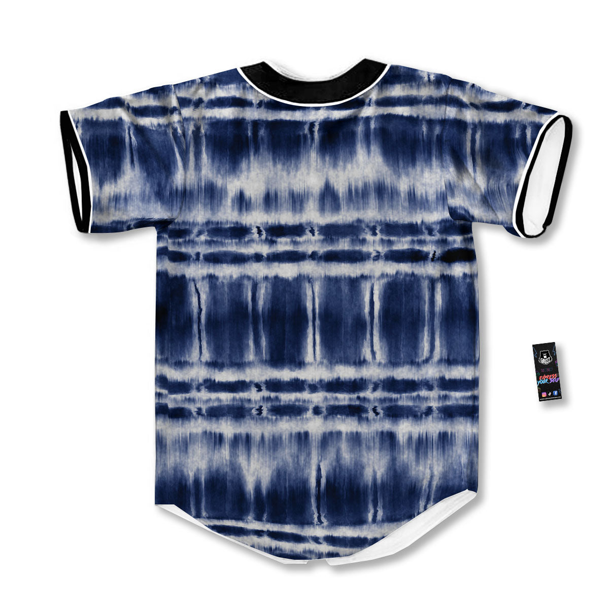 Shibori Indigo Dye Print Baseball Jersey-grizzshop