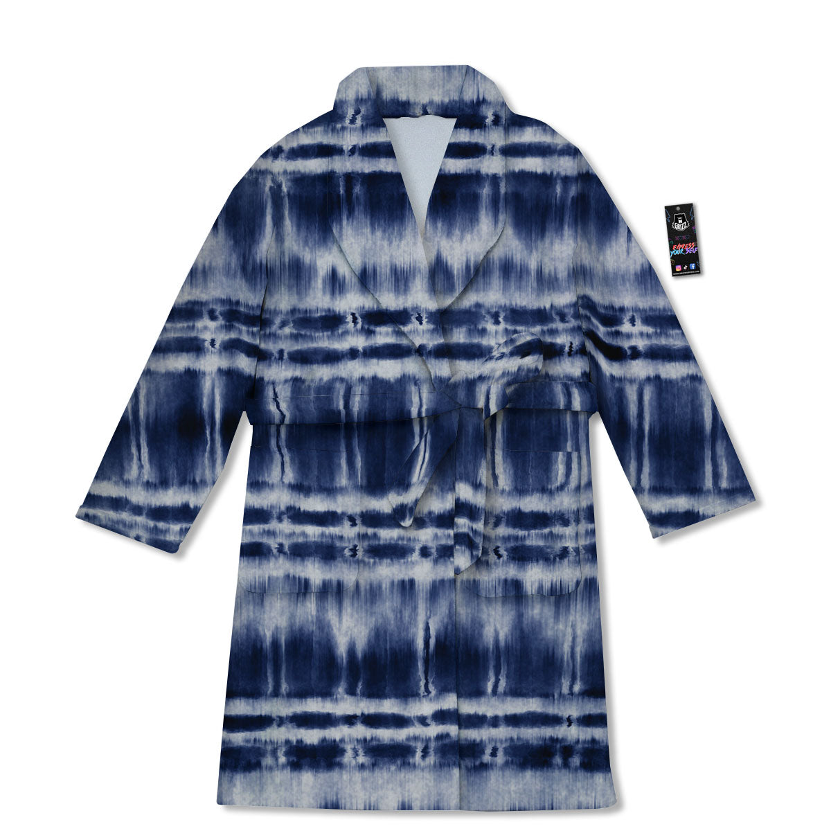 Shibori Indigo Dye Print Bathrobe-grizzshop