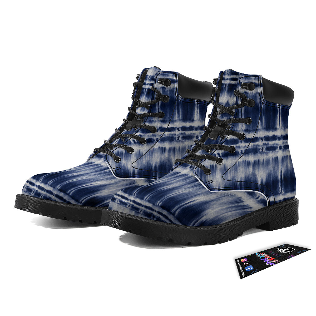 Shibori Indigo Dye Print Boots-grizzshop