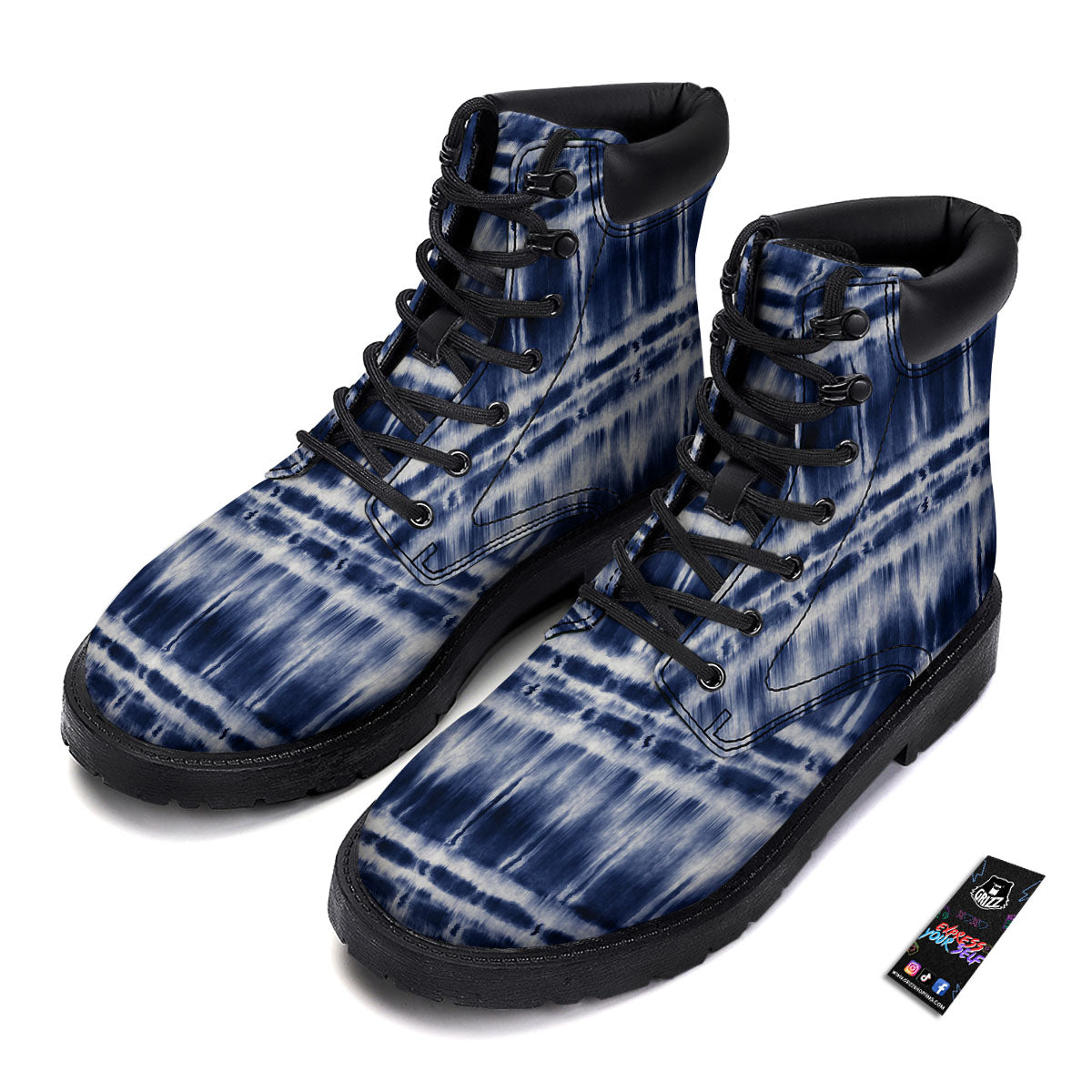 Shibori Indigo Dye Print Boots-grizzshop