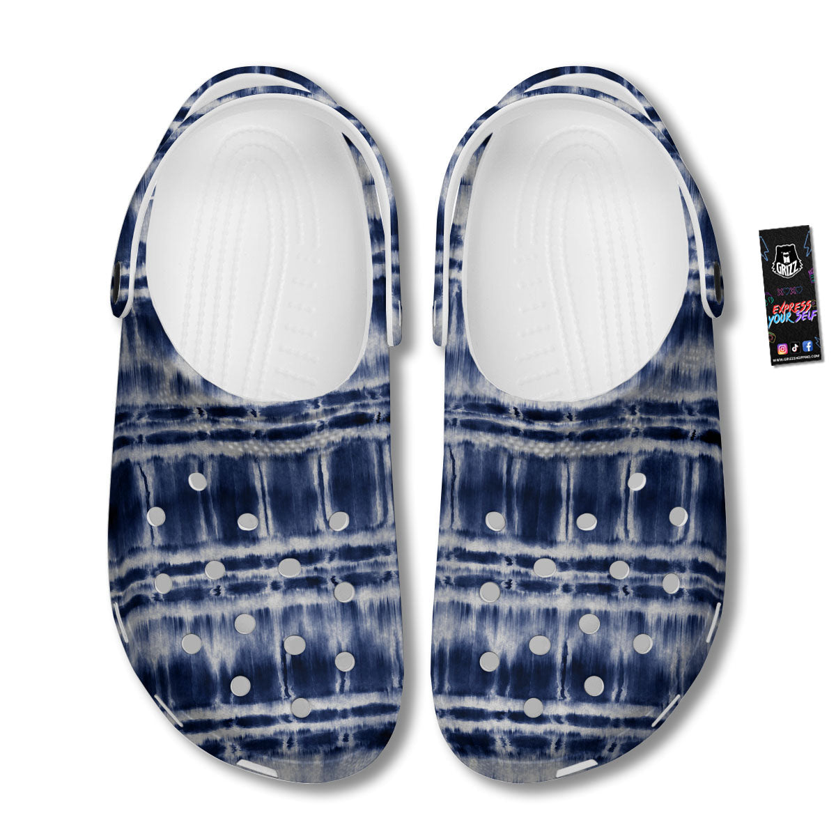 Shibori Indigo Dye Print Clog-grizzshop