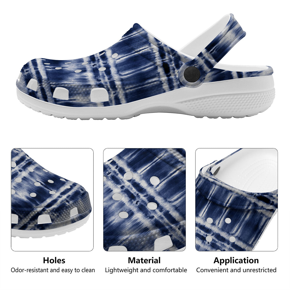 Shibori Indigo Dye Print Clog-grizzshop