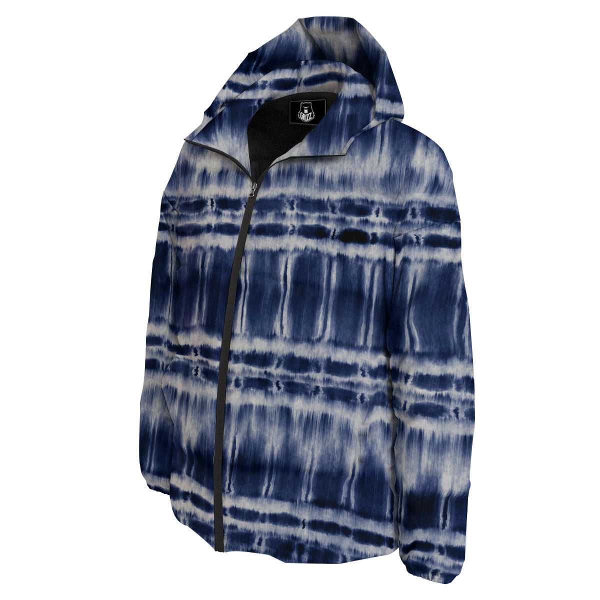 Shibori Indigo Dye Print Down Jacket-grizzshop