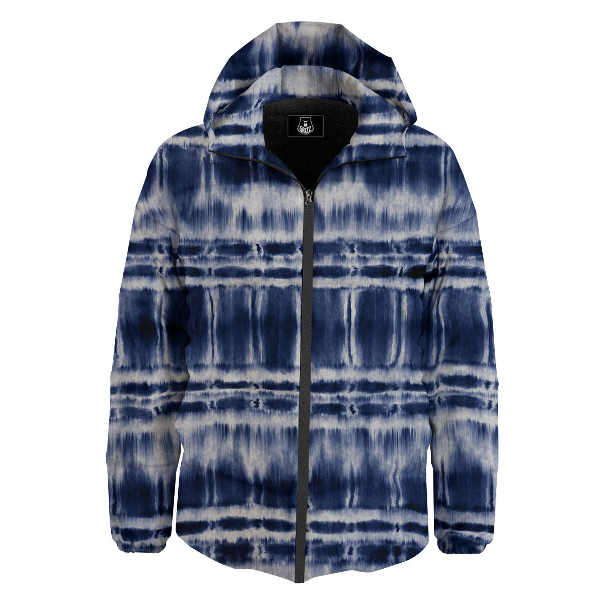 Shibori Indigo Dye Print Down Jacket-grizzshop