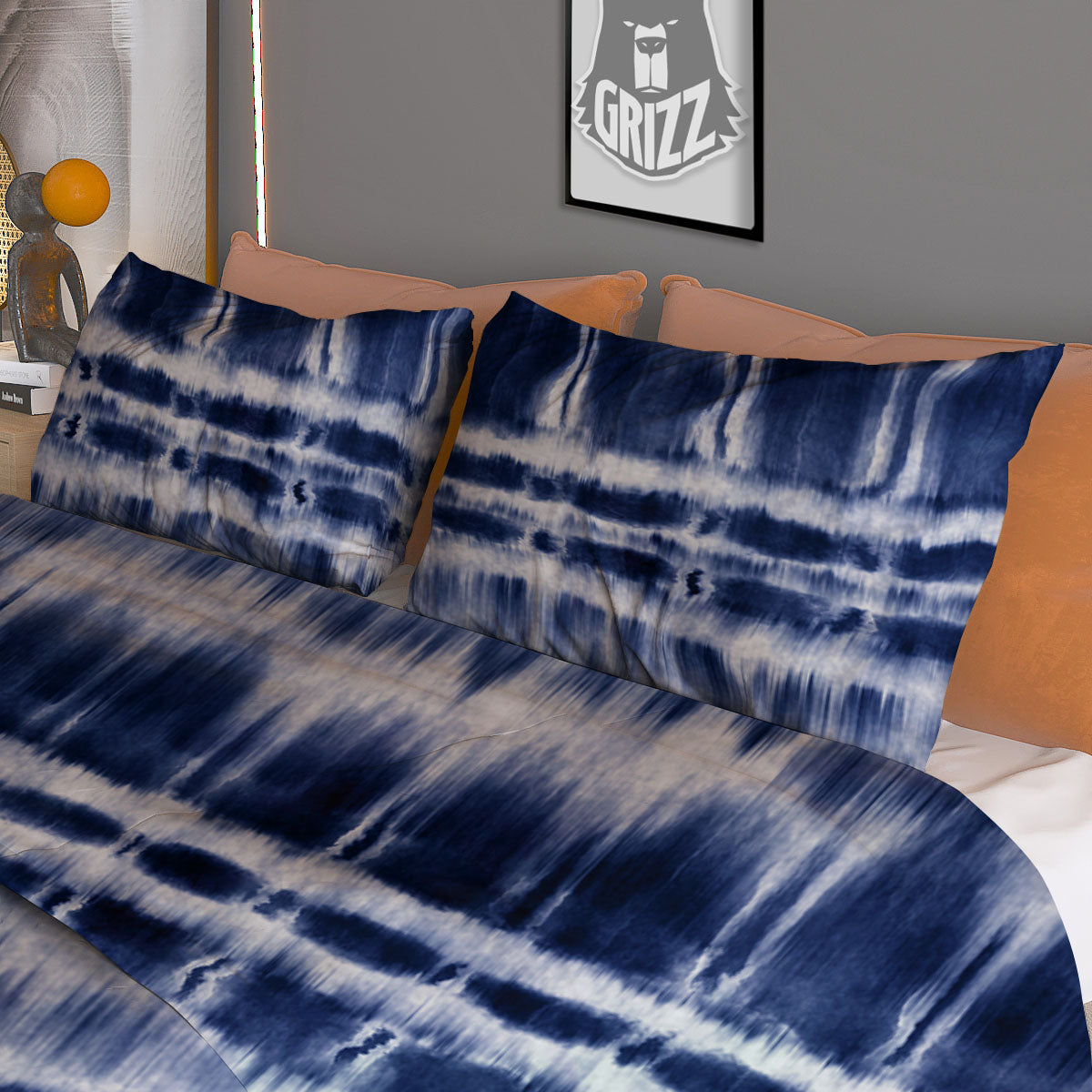 Shibori Indigo Dye Print Duvet Cover Bedding Set