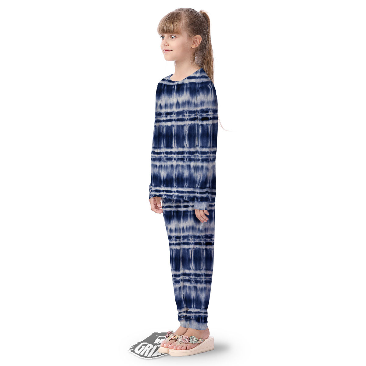 Shibori Indigo Dye Print Kid's Pajamas-grizzshop