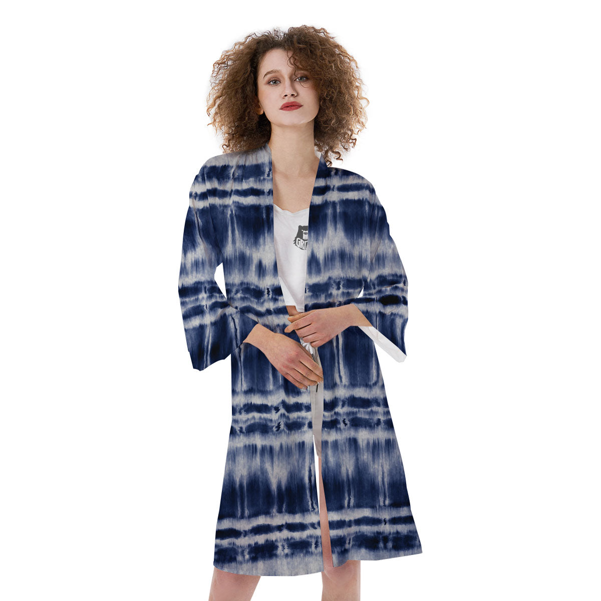 Shibori Indigo Dye Print Kimono-grizzshop