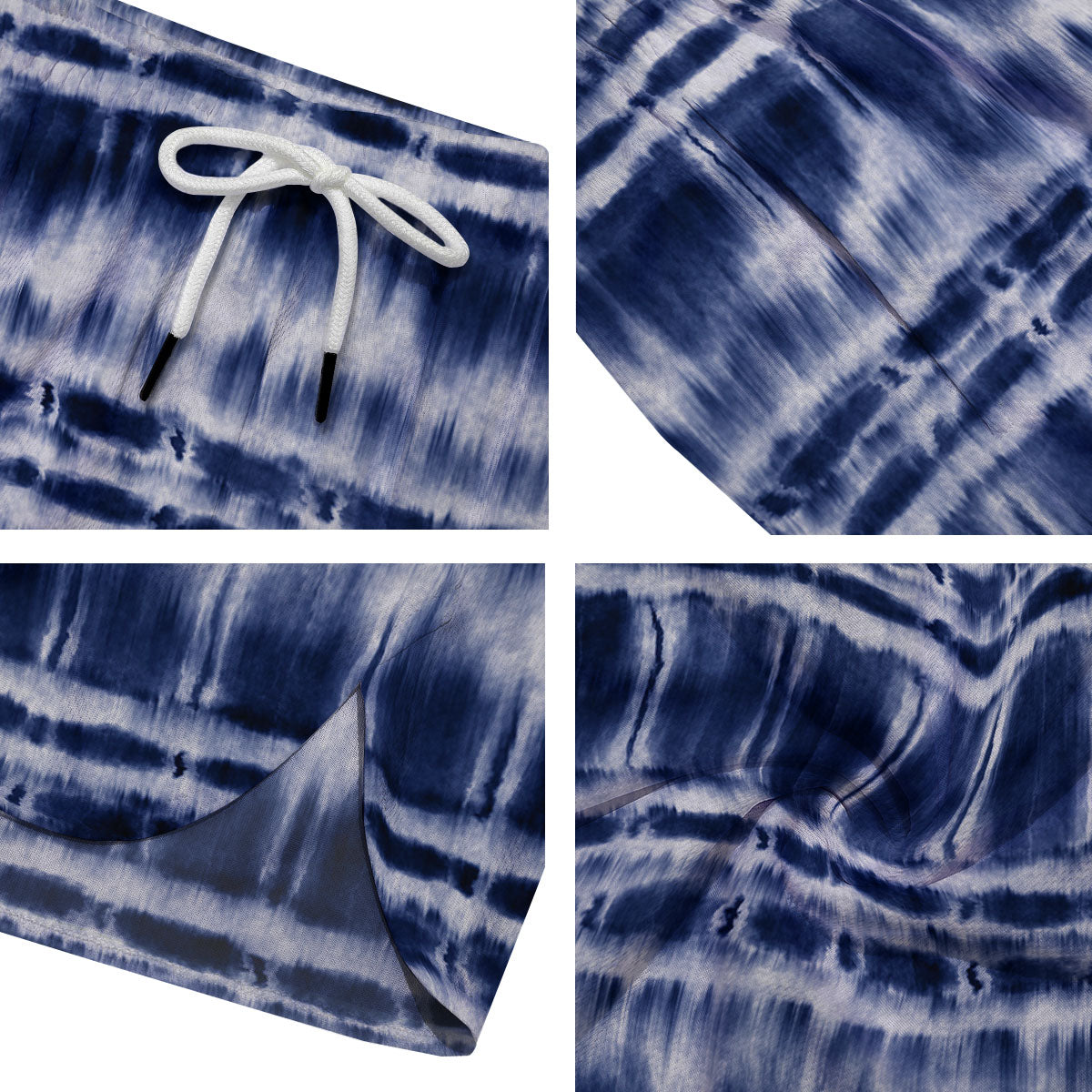 Shibori Indigo Dye Print Men's Running Shorts-grizzshop