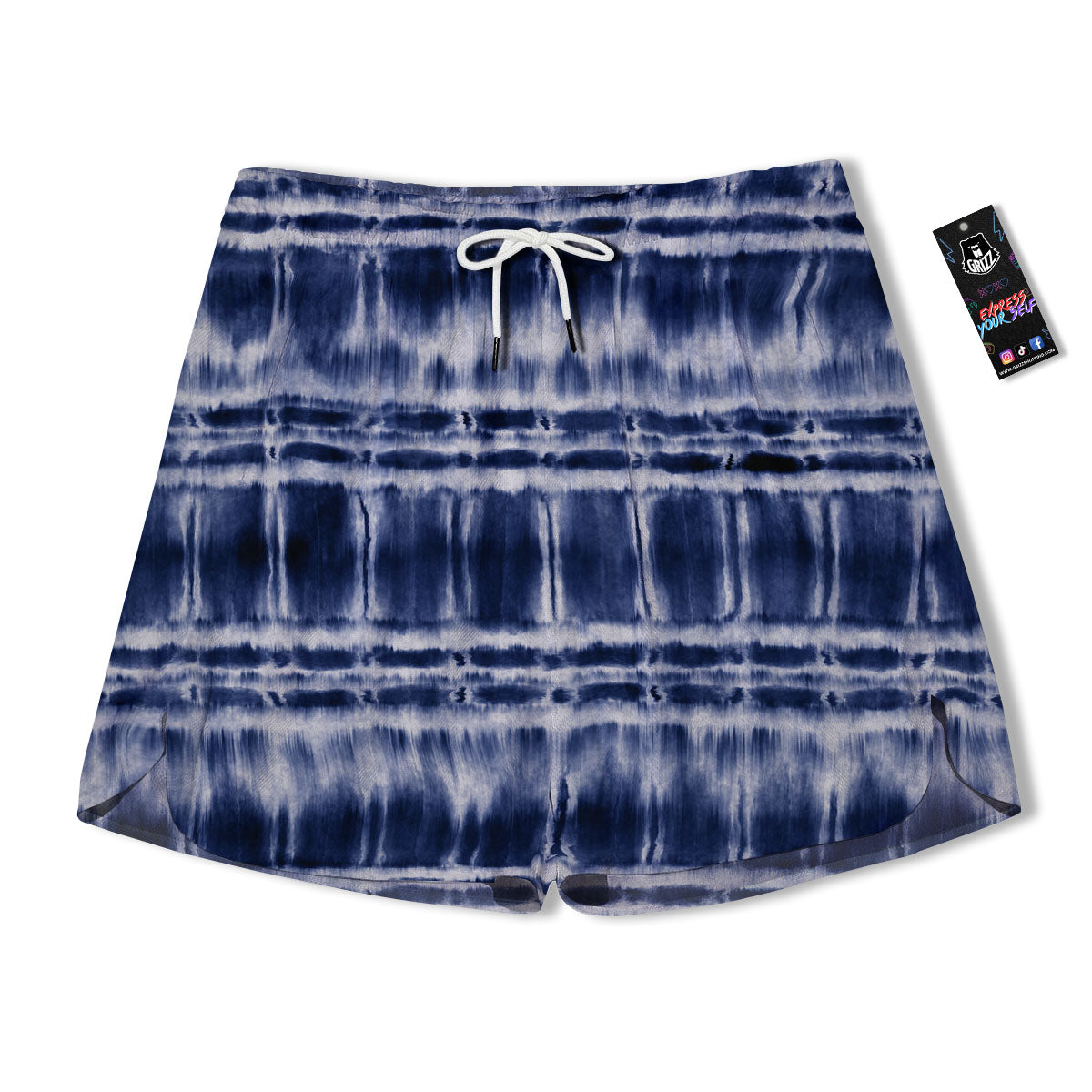 Shibori Indigo Dye Print Men's Running Shorts-grizzshop