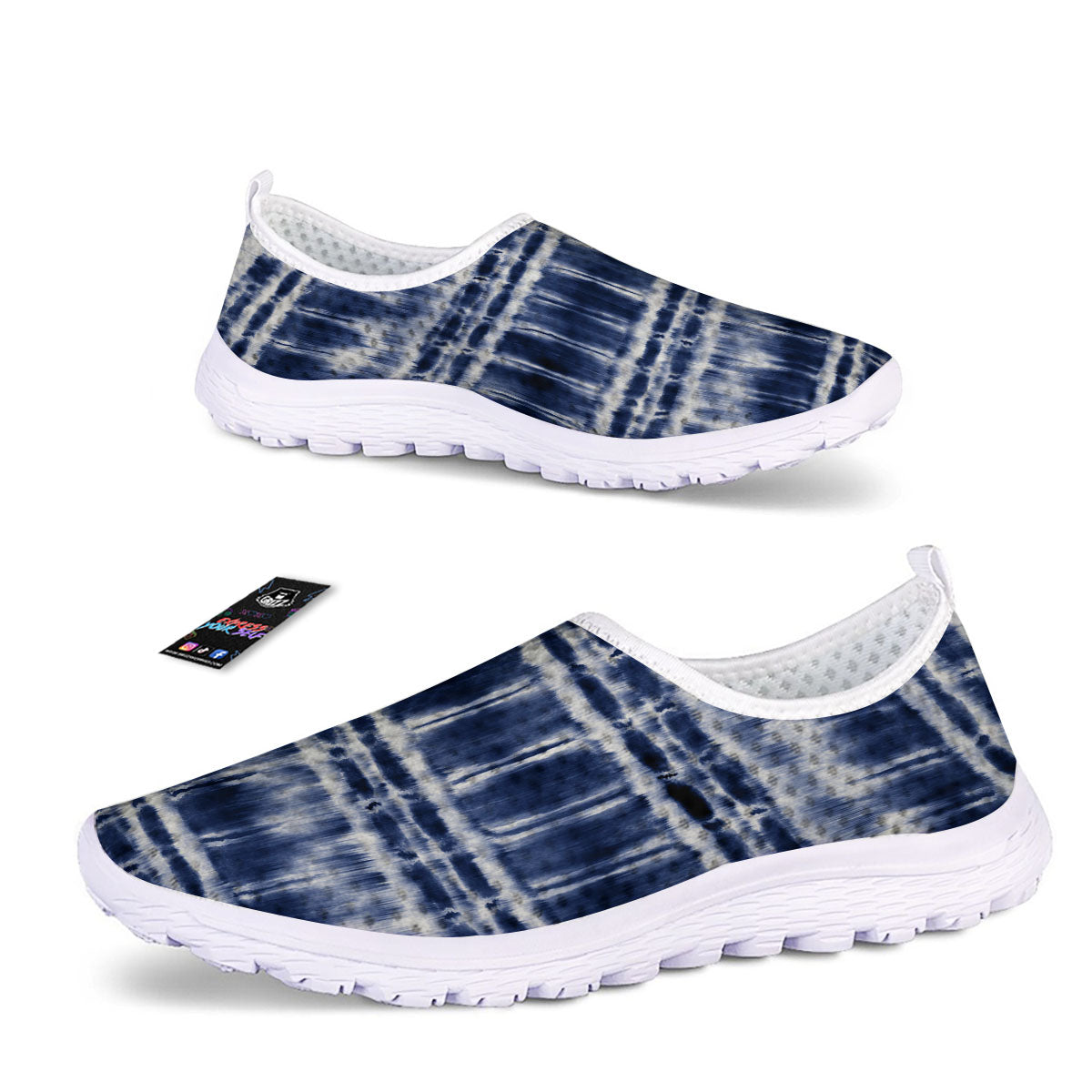 Shibori Indigo Dye Print Nurse Shoes-grizzshop