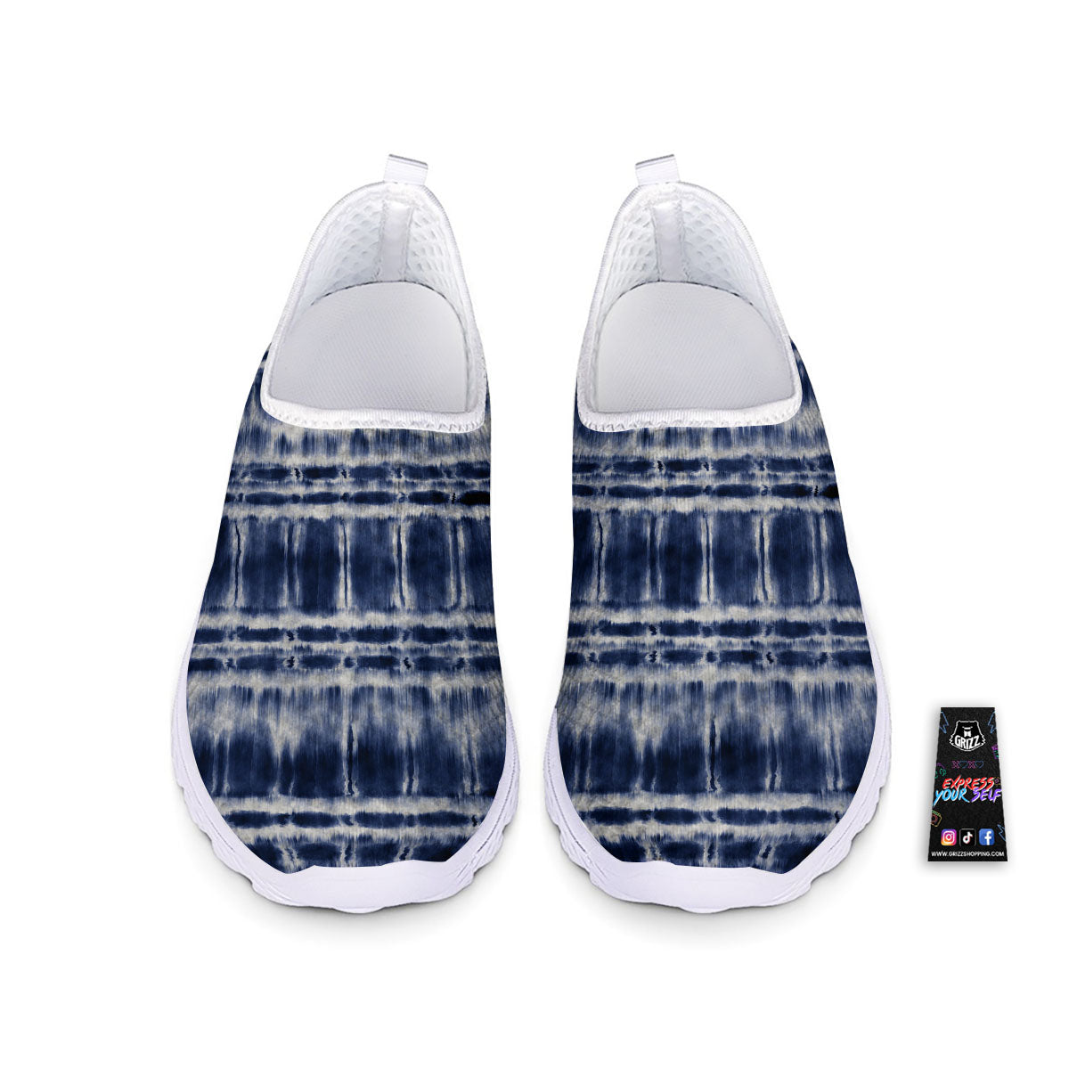 Shibori Indigo Dye Print Nurse Shoes-grizzshop