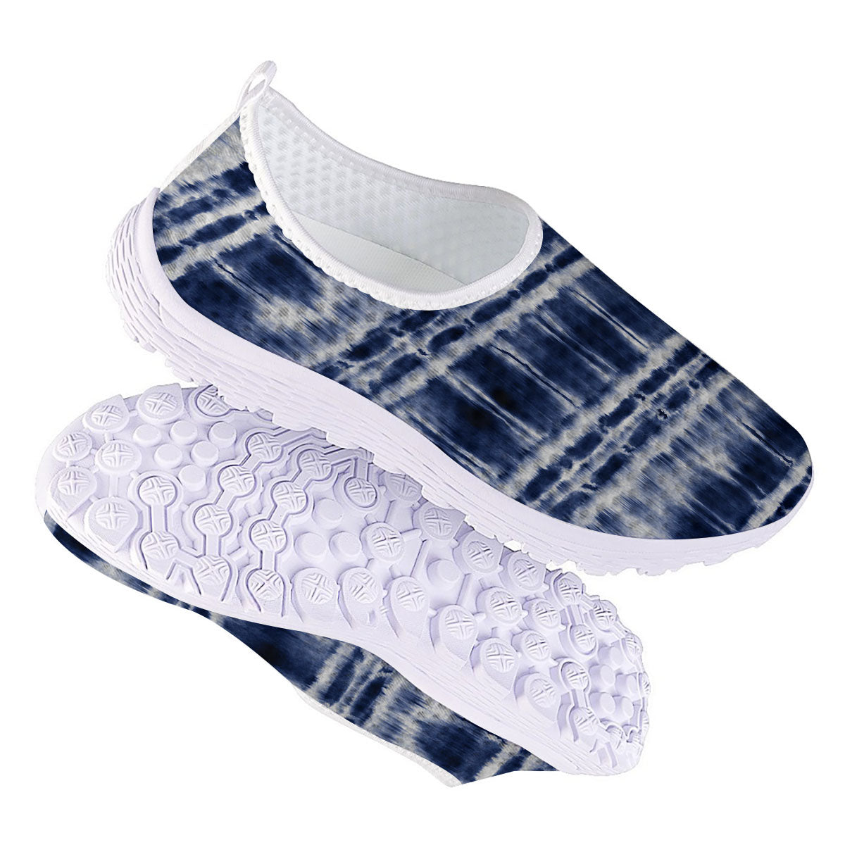 Shibori Indigo Dye Print Nurse Shoes-grizzshop