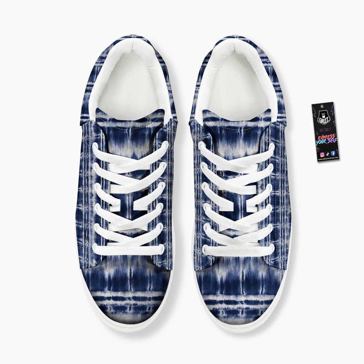 Shibori Indigo Dye Print Platform Shoes-grizzshop