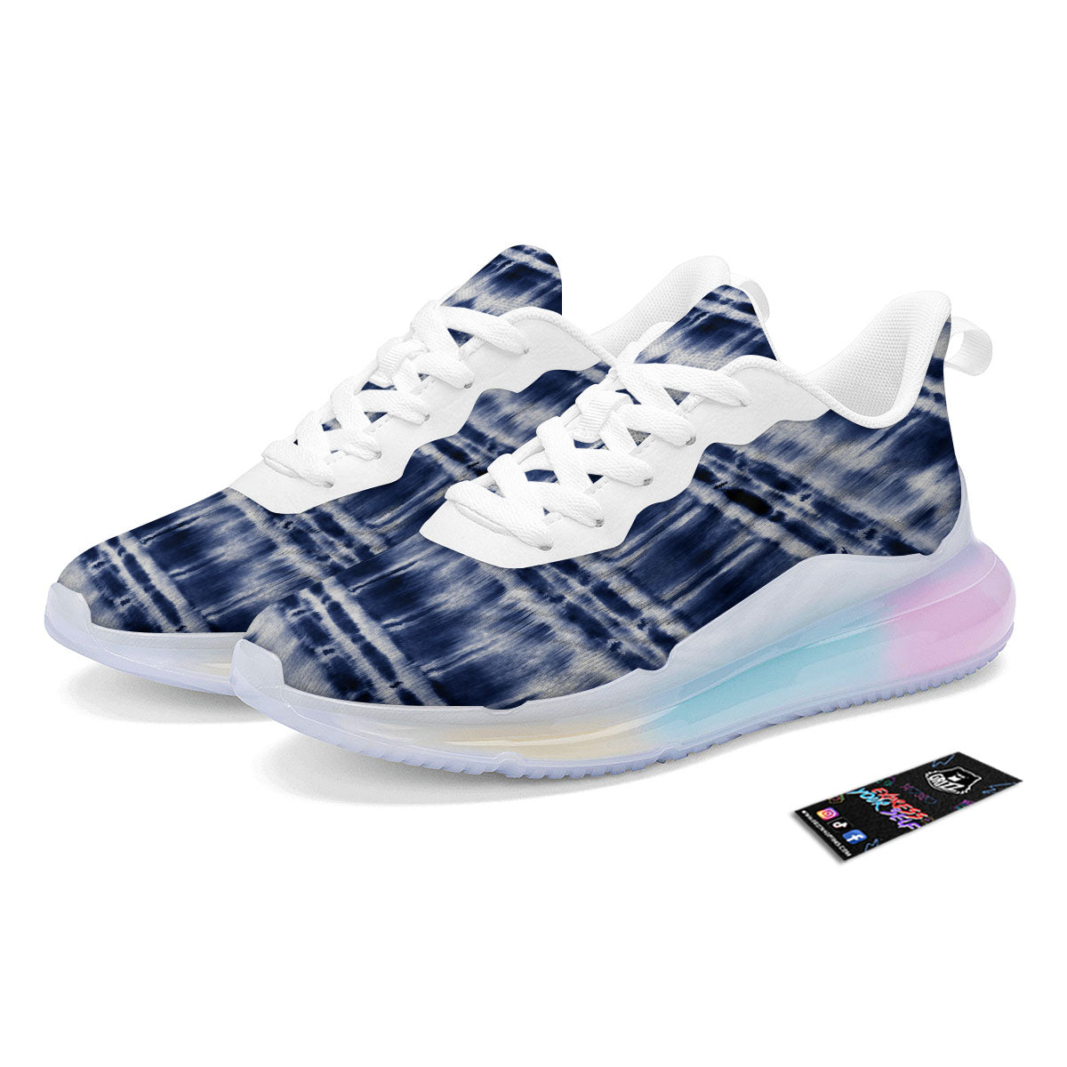 Shibori Indigo Dye Print Running Sneakers-grizzshop