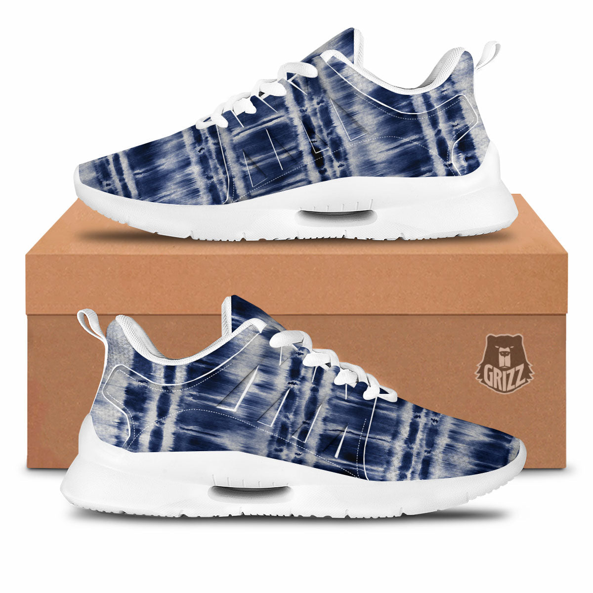 Shibori Indigo Dye Print Tennis Shoes-grizzshop