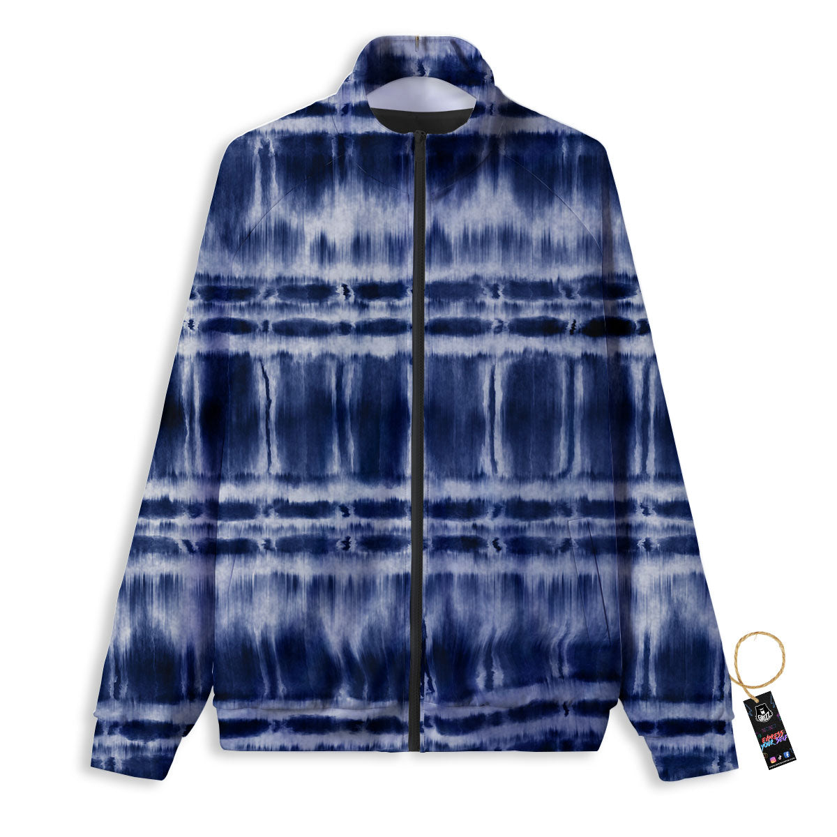 Shibori Indigo Dye Print Track Jacket-grizzshop