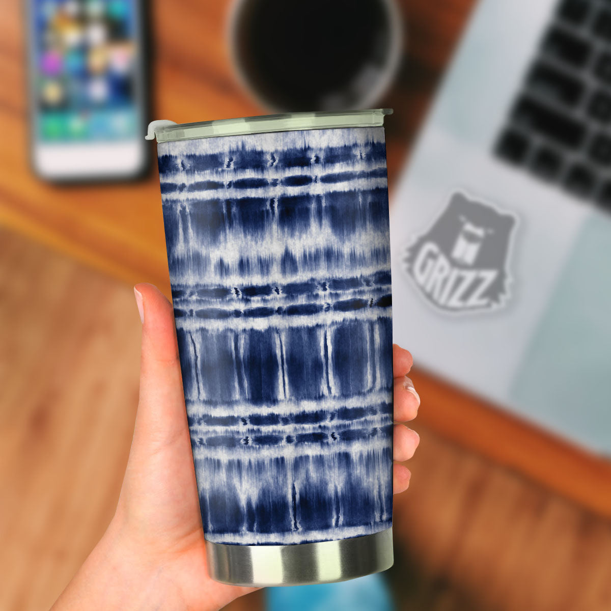 Shibori Indigo Dye Print Tumbler-grizzshop