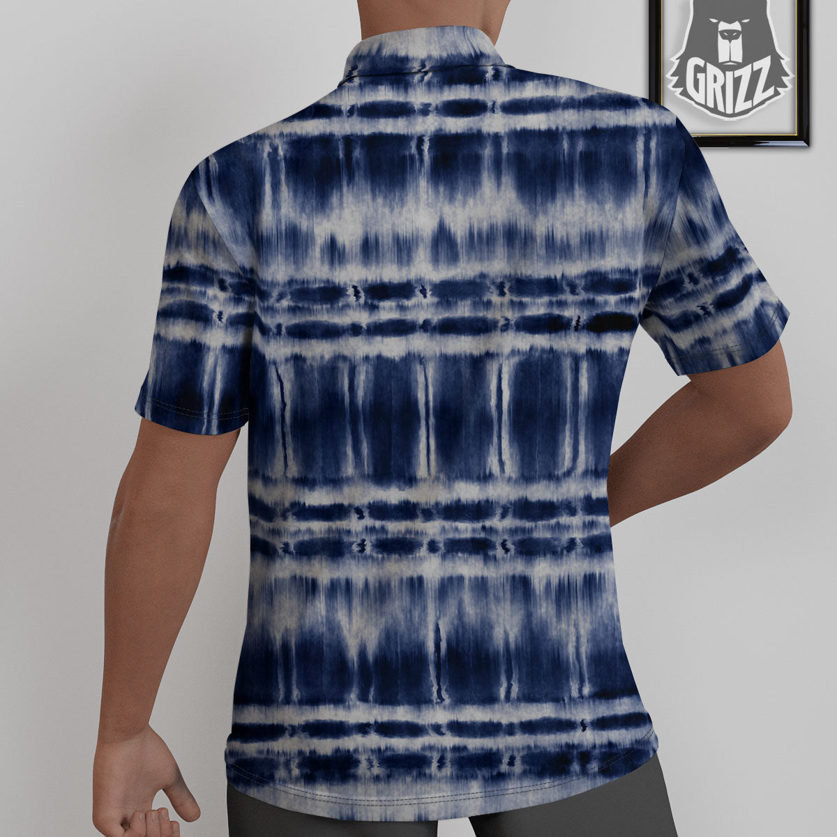 Shibori Indigo Dye Print Untucked Shirts-grizzshop