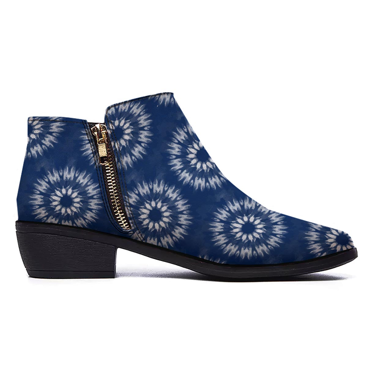 Shibori Print Pattern Ankle Boots-grizzshop