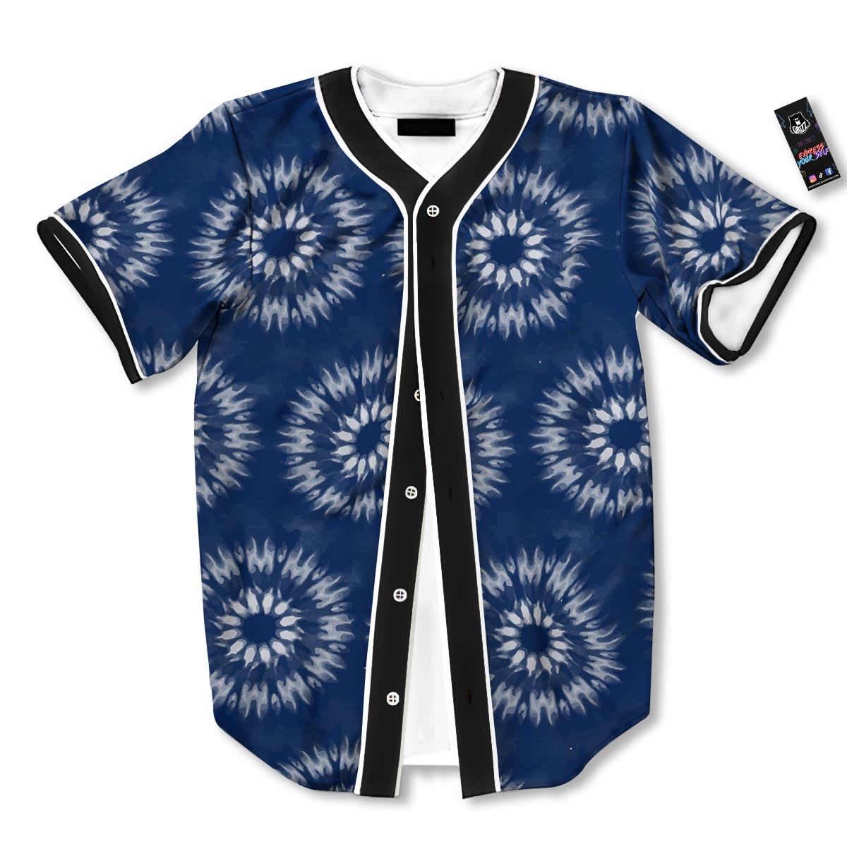 Shibori Print Pattern Baseball Jersey-grizzshop