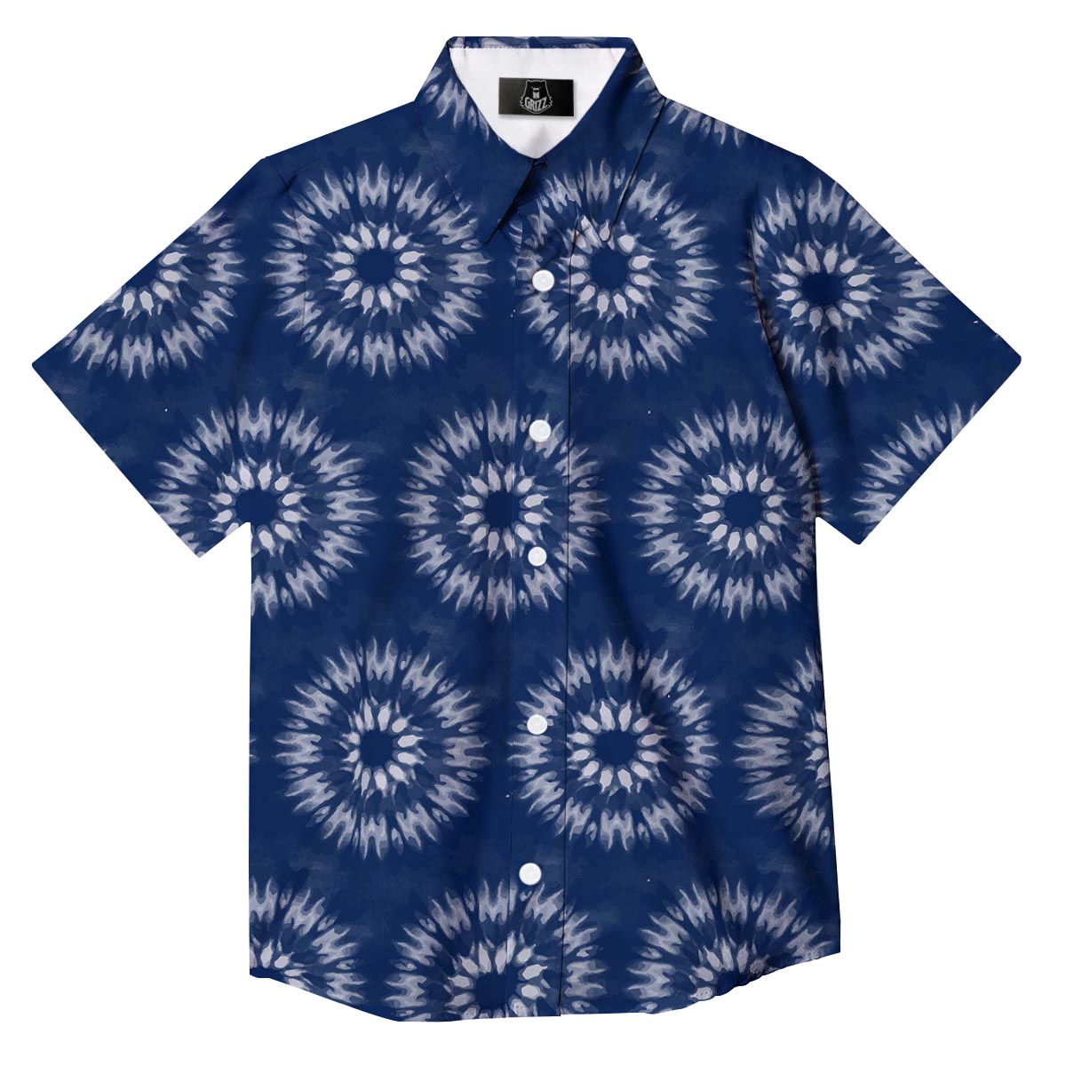 Shibori Print Pattern Button Up Shirt-grizzshop