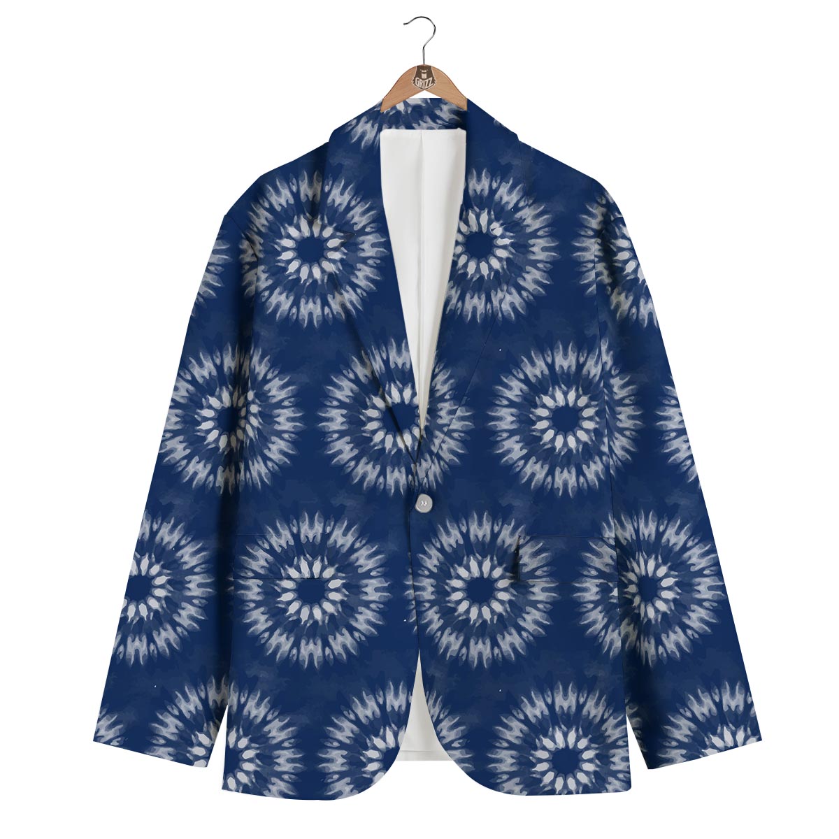 Shibori Print Pattern Men's Blazer-grizzshop