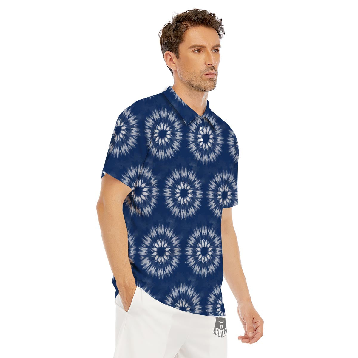 Shibori Print Pattern Men's Golf Shirts-grizzshop