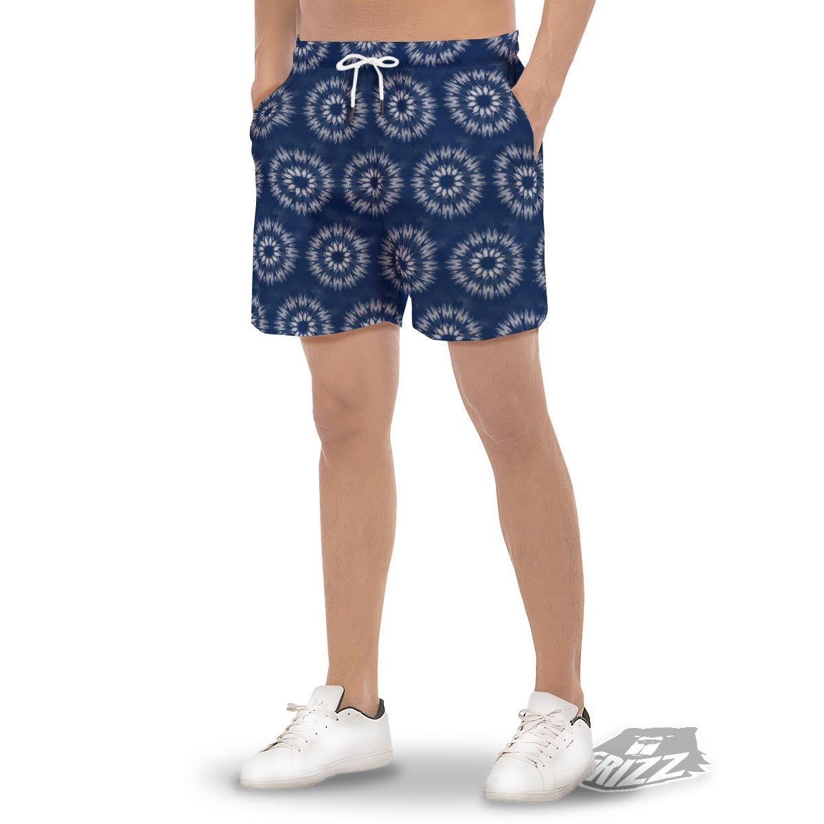 Shibori Print Pattern Men's Gym Shorts-grizzshop