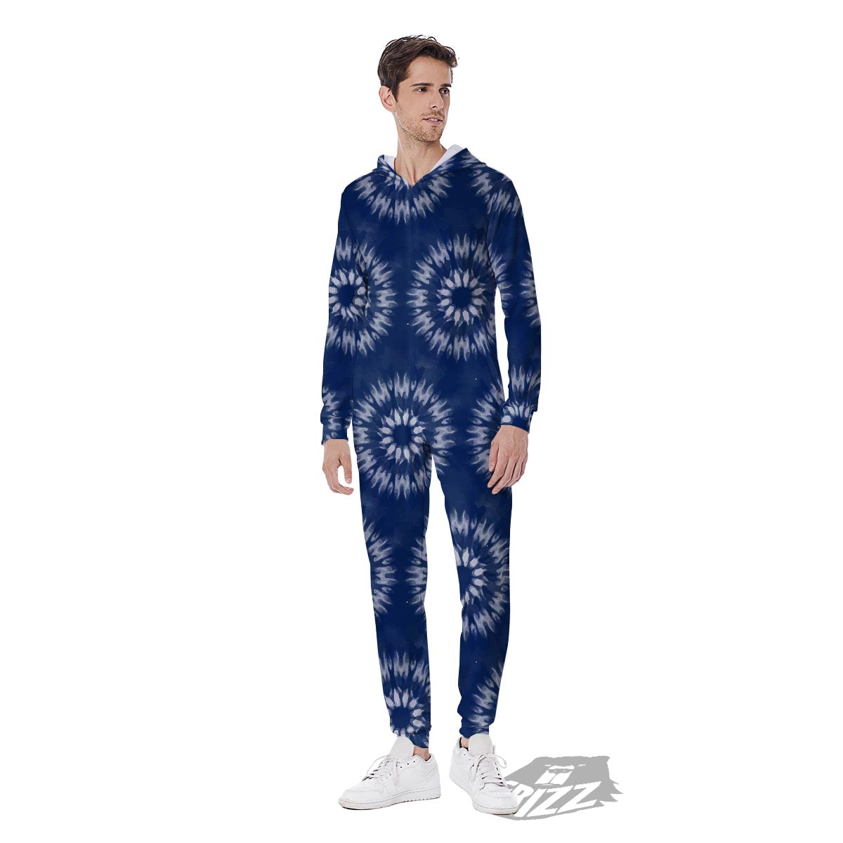 Shibori Print Pattern Men's Jumpsuit-grizzshop